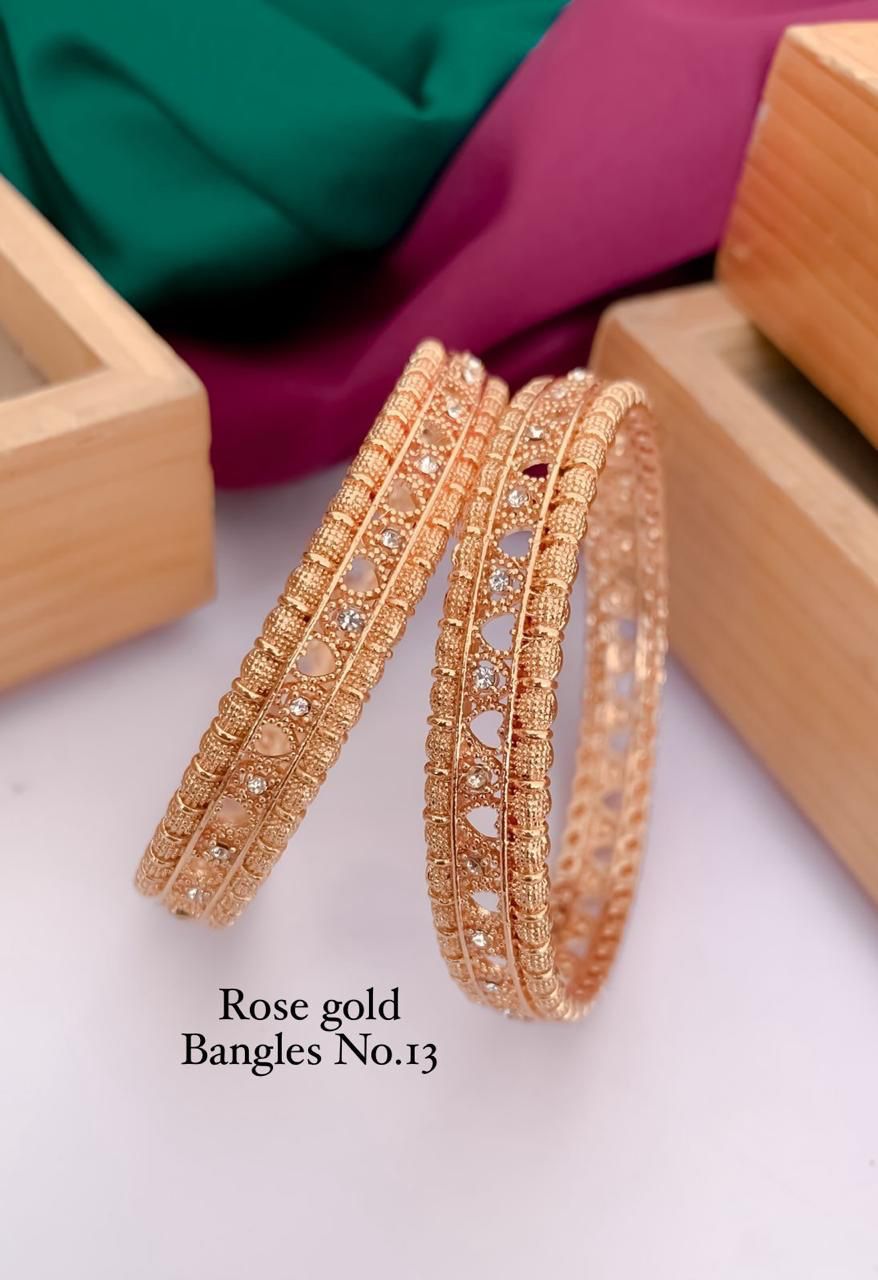  Fancy Design Rose Gold Bangles Set Wholesalers In Delhi
